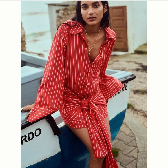 Brand New Bardot Malira Long-Sleeve Mini Shirt Dress - Picture 2 of 11